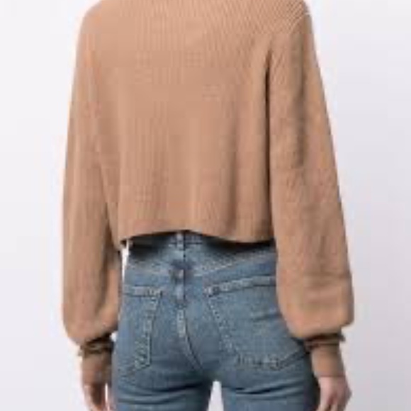 Reformation Luisa Cropped Cashmere Sweater Oatmeal - Size S - Picture 4 of 5